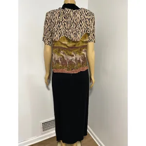 Karin Stevens Vintage 90s Safari Zebra Cheetah Print Maxi Dress Set Size 12 M thumbnail 8