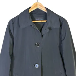 London Fog Womens Classic Trench Coat‎ Size L Black Work Office Timeless Classic thumbnail 3