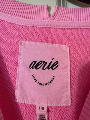 Aerie Oversized Crewneck Pink thumbnail 3