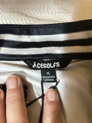 CEGOLFS Women’s Black/White Striped 1/4 Zip Mock Neck Pullover Active XL NWT thumbnail 8
