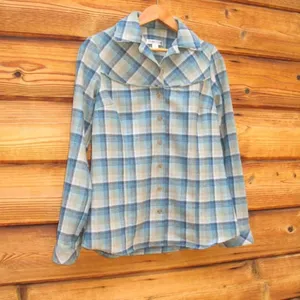 Green Plaid Wool Shirt Top thumbnail 2