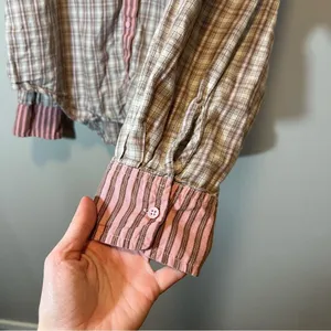Urban Outfitters Out From Under Button Down Plaid‎ Striped Top Small thumbnail 9