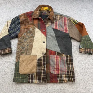 Sacred Threads Women Patchwork Wool Jacket Multi Color Plaid Boho S/M thumbnail 1