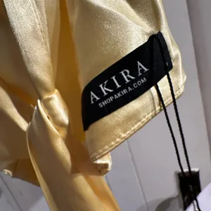 AKIRA NWT Butter Yellow Backless Satin Top Open Back thumbnail 5
