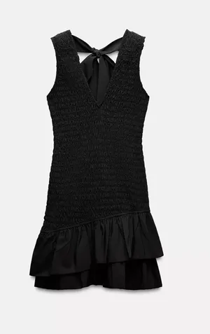 ZARA Ruffled Short Poplin Dress thumbnail 1