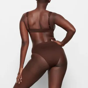 SKIMS SIGNATURE SWIM PLUNGE BIKINI TOP Large Cocoa NWT thumbnail 3
