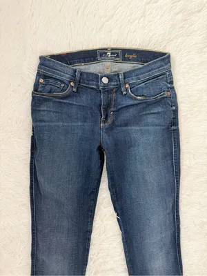 7 For All Mankind Kaylie Slim Bootcut Jeans Size 25 Blue Wash Raw Hem thumbnail 2