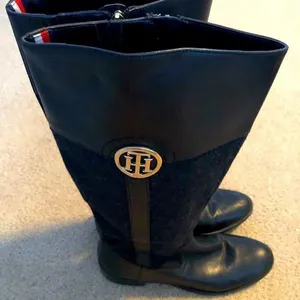 Tommy Hilfiger Black Mid Calf Zip Up Boots with Gold Hardware- Size 8 thumbnail 1