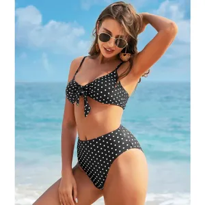 NWT Blooming Jelly Polka Dot High Waisted Bikini Set Tie Knot Medium thumbnail 3