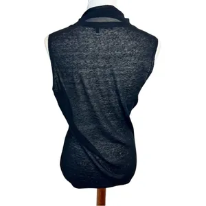 Marc Aurel Sheer Black Drape Front Sleeveless Knit Top Size 38 Medium thumbnail 4