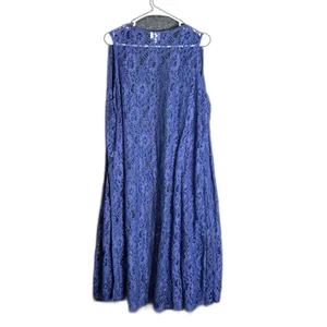 LuLaRoe Womens Size Large Blue Floral Lace Long Duster Vest Sleeveless Open thumbnail 3