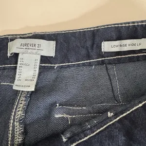 Forever 21 Wide Leg Jeans Womens Sz 27 Dark Wash Contrast Stitch Low Rise Boho thumbnail 6