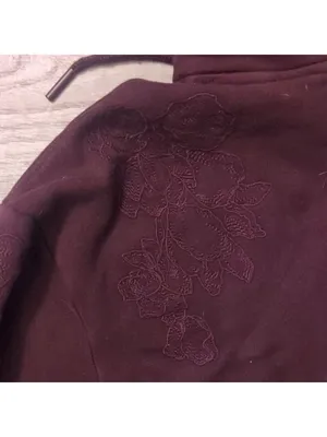 Athleta Purple Floral Embroidery Hooded Sweatshirt Size Small thumbnail 7