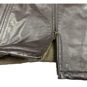 Aldo Leather Nylon Moto Jacket Coat Men Size Large Wool Blend Herringbone Lining thumbnail 7