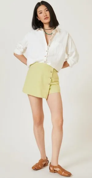 Anthropologie  Flat White Button Wrap Mini Skort thumbnail 1