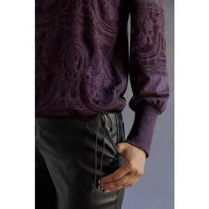 TINY by‎ Anthropologie Violet Lace Mixed Media Blouse Sz S thumbnail 15