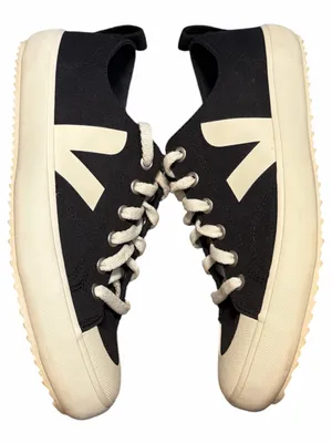 Veja Nova‎ Low Top Black Canvas Beige Lace Up Sneakers Size 8 / 39 thumbnail 3