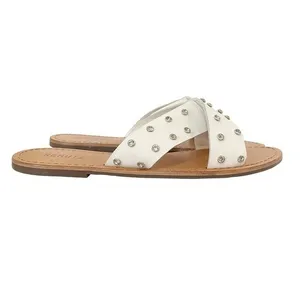 NWT Schutz Marilu Sandal White Leather Rhinestone Studded Slide Women’s Size 9.5 thumbnail 7