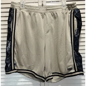 NBA Classic Basketball Shorts Elastic Waist Size XL Black/Tan Active‎ Logo thumbnail 1