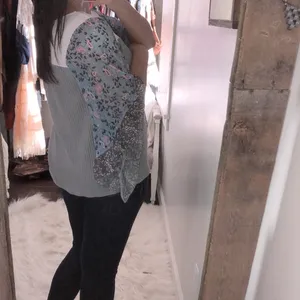 Floral waffle knit medium boho top thumbnail 4