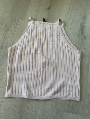 Divided Ribbed Sleeveless Knit Tank Top Camisole- Pale Pink thumbnail 3