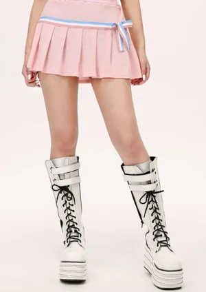 Y2K Cider Pink Pleaded‎ Tennis Skirt with bow on the side Women’s size Medium thumbnail 1