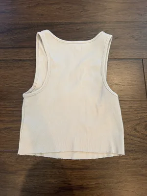 Garage Ribbed Beige V-Notch Tank Top Size XS - C33-093 thumbnail 4