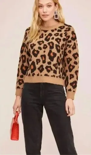 ASTR THE LABEL‎ Leopard Crewneck Sweater Brown Small thumbnail 1