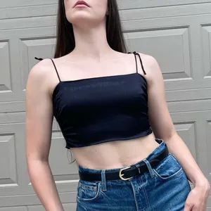 Zara Smocked Satin Bow Tie Strap Minimalist Chic Going Out Crop Party Top Small thumbnail 9