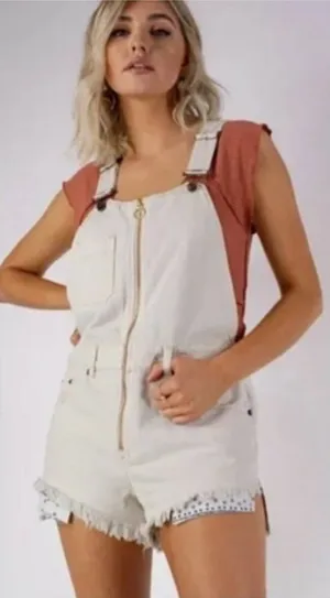 Free People We The Free sun kissed denim short overalls Size 4 thumbnail 1