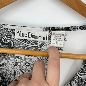 Vintage Black White Paisley Print 3/4 Bell‎ Sleeve Size M Y2K Whimsigoth Fairy thumbnail 4