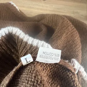 Brown and white knitted sweater with a retro vibe #227 thumbnail 3