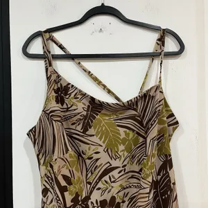 Ashley Stewart Y2K Floral Tropical Leaf Strappy Dress Boho Size 16 Plus thumbnail 2