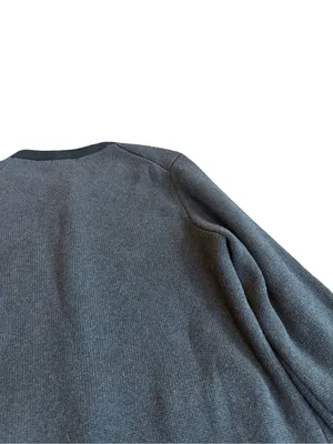 Quince Charcoal Black Colorblock Cardigan Sweater Collarless Cardi Large Women's thumbnail 12