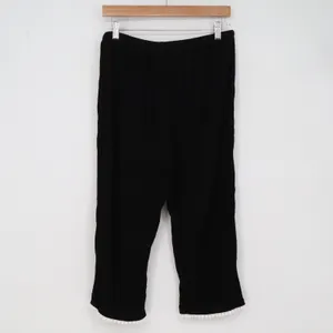 Cheibear Pajama Set Womens Medium Pom Pom Trim Black Rayon Spandex Excellent thumbnail 8