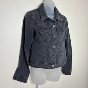 Massimo Dutti Black Button up denim jean jacket size medium casual thumbnail 2