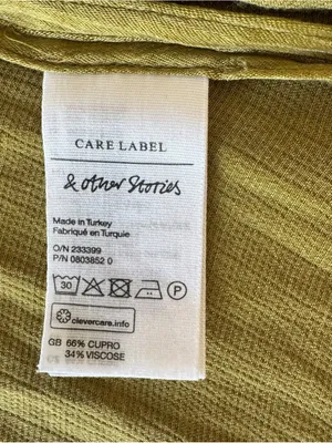 & Other Stories - Satin Wrap Midi Maxi Dress Olive Green Puff Sleeve Sz US 4 thumbnail 9