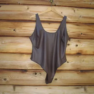 Skims Wet Jersey Thong Tank Bodysuit Cocoa 2XL thumbnail 3
