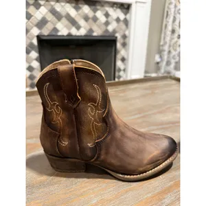 Circle G Tobacco Embroidered Western Ankle Booties Round Toe New 7 Boho‎ thumbnail 6