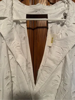 Maeve by Anthropologie White Eyelet Cotton Midi Dress thumbnail 6
