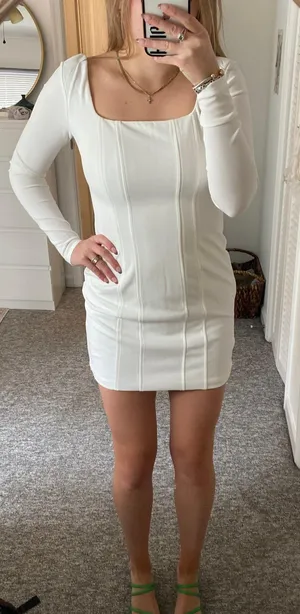 Princess Polly White Long Sleeve Dress thumbnail 1