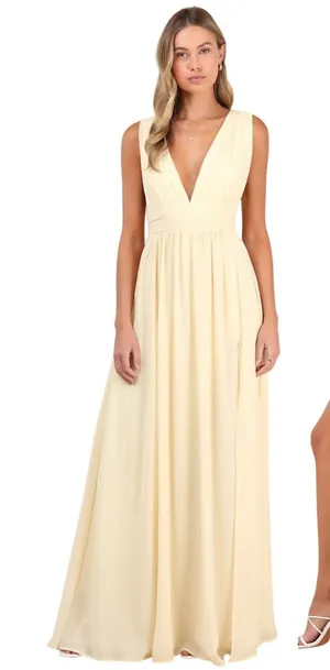 Lulus Heavenly Hues Pale Yellow Maxi Dress size Medium NWT thumbnail 1