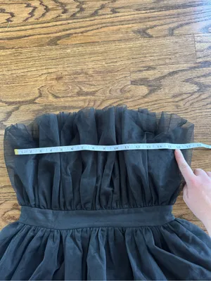 Blue Blush Boutique Large Mini Dress Strapless Black Tulle Ruffle Cinched waist thumbnail 5