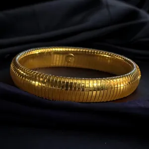 Vintage Marshal Metals flexible ribbed bangle bracelet Gold thumbnail 1