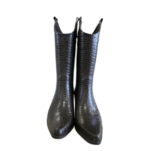 Corkys Women's Rain Tall Boots Crockodile Brown Green Size 7 Rubber Western Work thumbnail 3