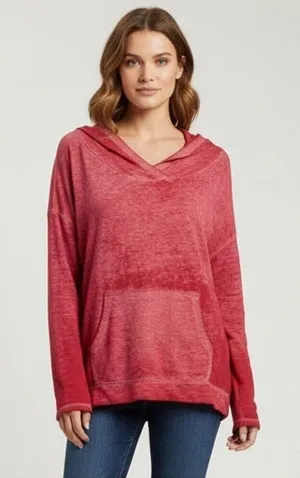 Vintage Free People We the Free Oversized Light Hoodie Red Sz S Burnout Pullover thumbnail 1