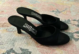 Ferragamo Salvatore Black Kitten Vintage Heels thumbnail 1