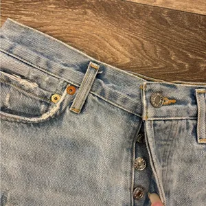 Agolde Distressed Light Blue Denim Shorts Size 26 Button Fly thumbnail 2