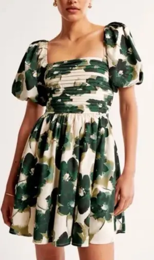 Abercrombie & Fitch Emerson Poplin Green Floral Mini Dress size medium thumbnail 1