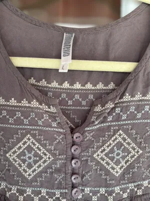 Monoreno Women's Large Brown Southwestern Embroidered Peasant Boho Tunic Top thumbnail 13